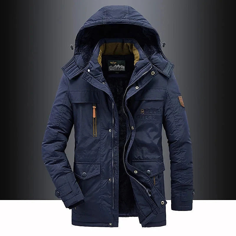 Winter Coat Mid-Length Hooded Detachable Fur Trim