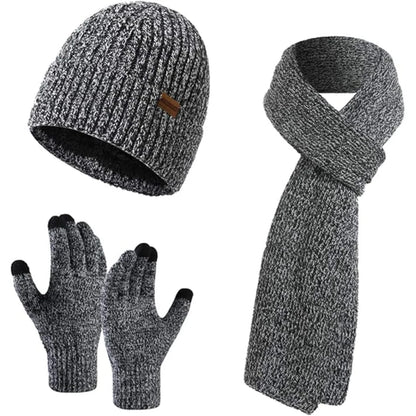 Winter Hat Scarf & Gloves Set Soft Knit Touchscreen