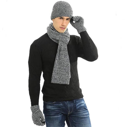 Winter Hat Scarf & Gloves Set Soft Knit Touchscreen