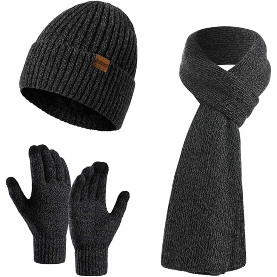 Winter Hat Scarf & Gloves Set Soft Knit Touchscreen