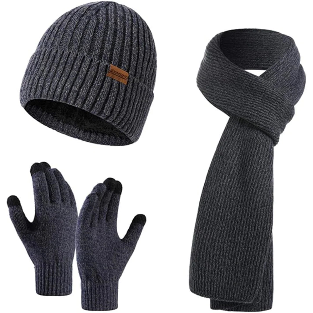 Winter Hat Scarf & Gloves Set Soft Knit Touchscreen