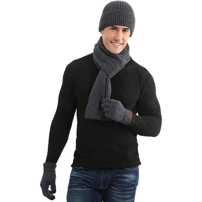 Winter Hat Scarf & Gloves Set Soft Knit Touchscreen