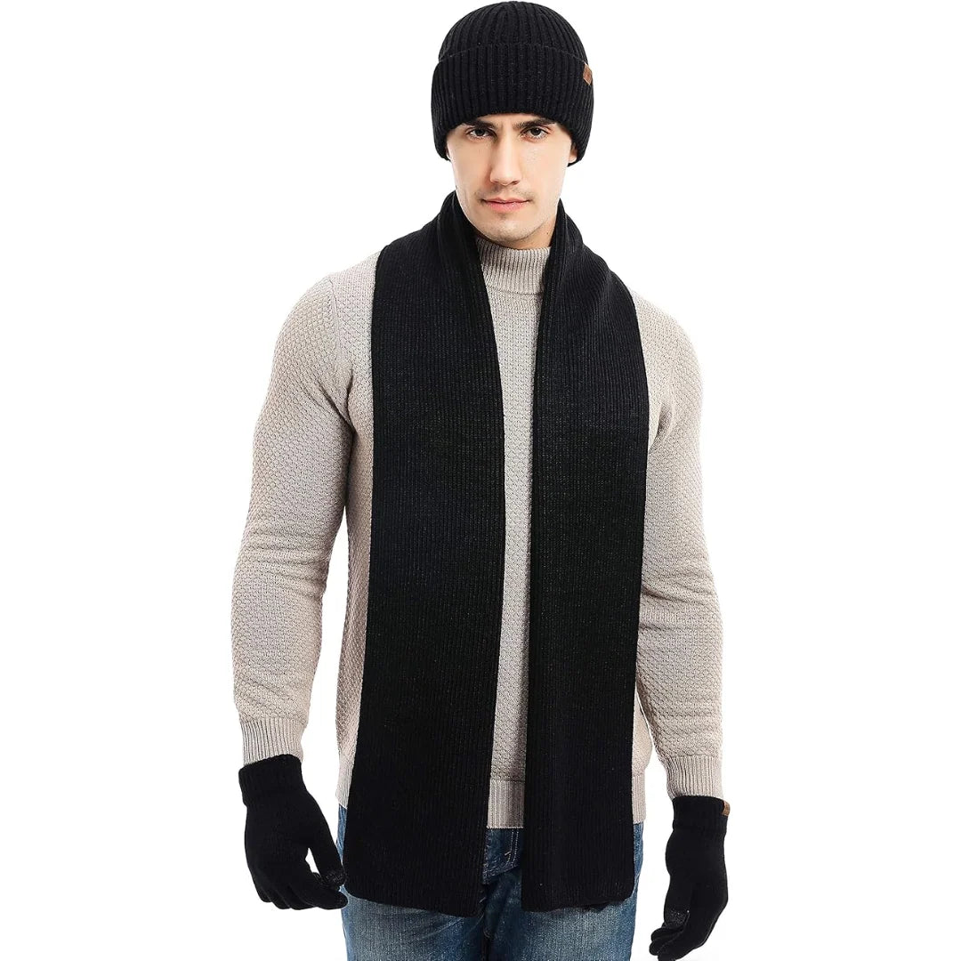 Winter Hat Scarf & Gloves Set Soft Knit Touchscreen