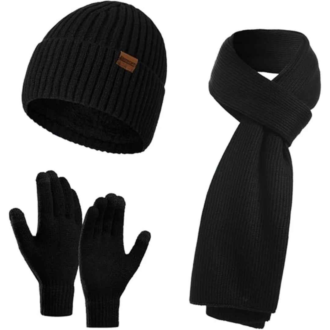 Winter Hat Scarf & Gloves Set Soft Knit Touchscreen