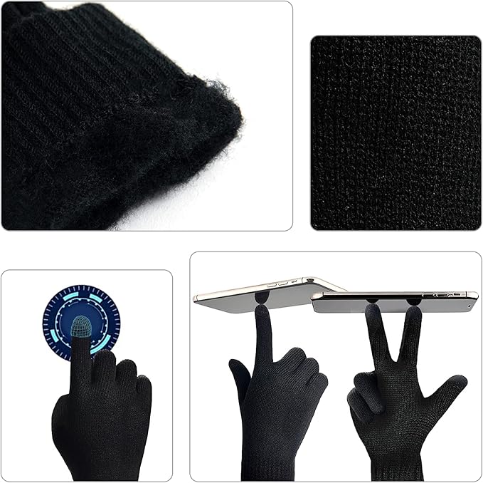 Winter Hat Scarf & Gloves Set Soft Knit Touchscreen