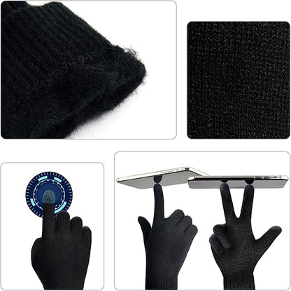 Winter Hat Scarf & Gloves Set Soft Knit Touchscreen