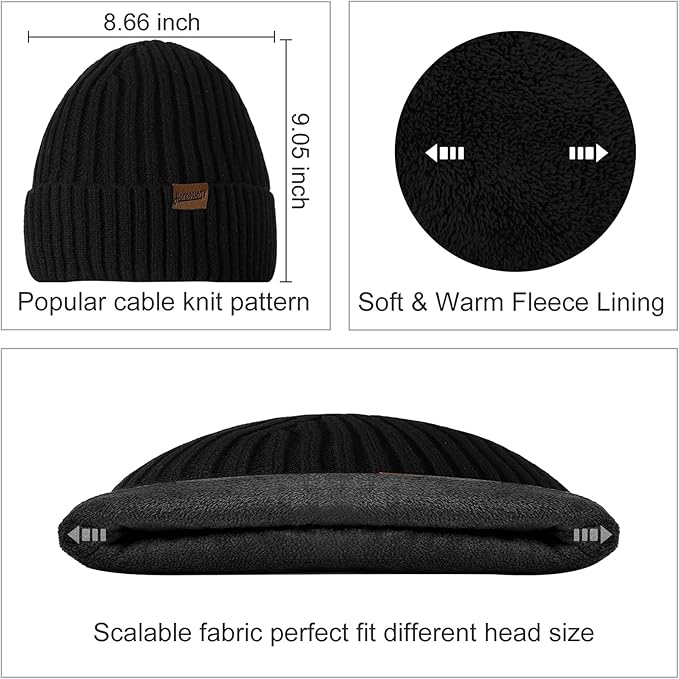 Winter Hat Scarf & Gloves Set Soft Knit Touchscreen