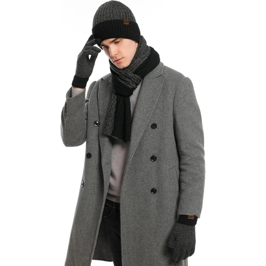 Winter Hat Scarf & Gloves Set Soft Knit Touchscreen