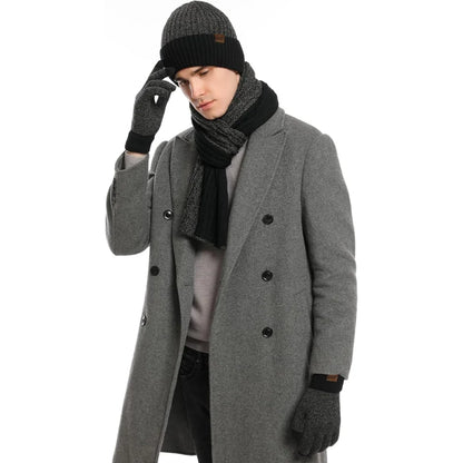 Winter Hat Scarf & Gloves Set Soft Knit Touchscreen