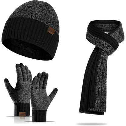 Winter Hat Scarf & Gloves Set Soft Knit Touchscreen
