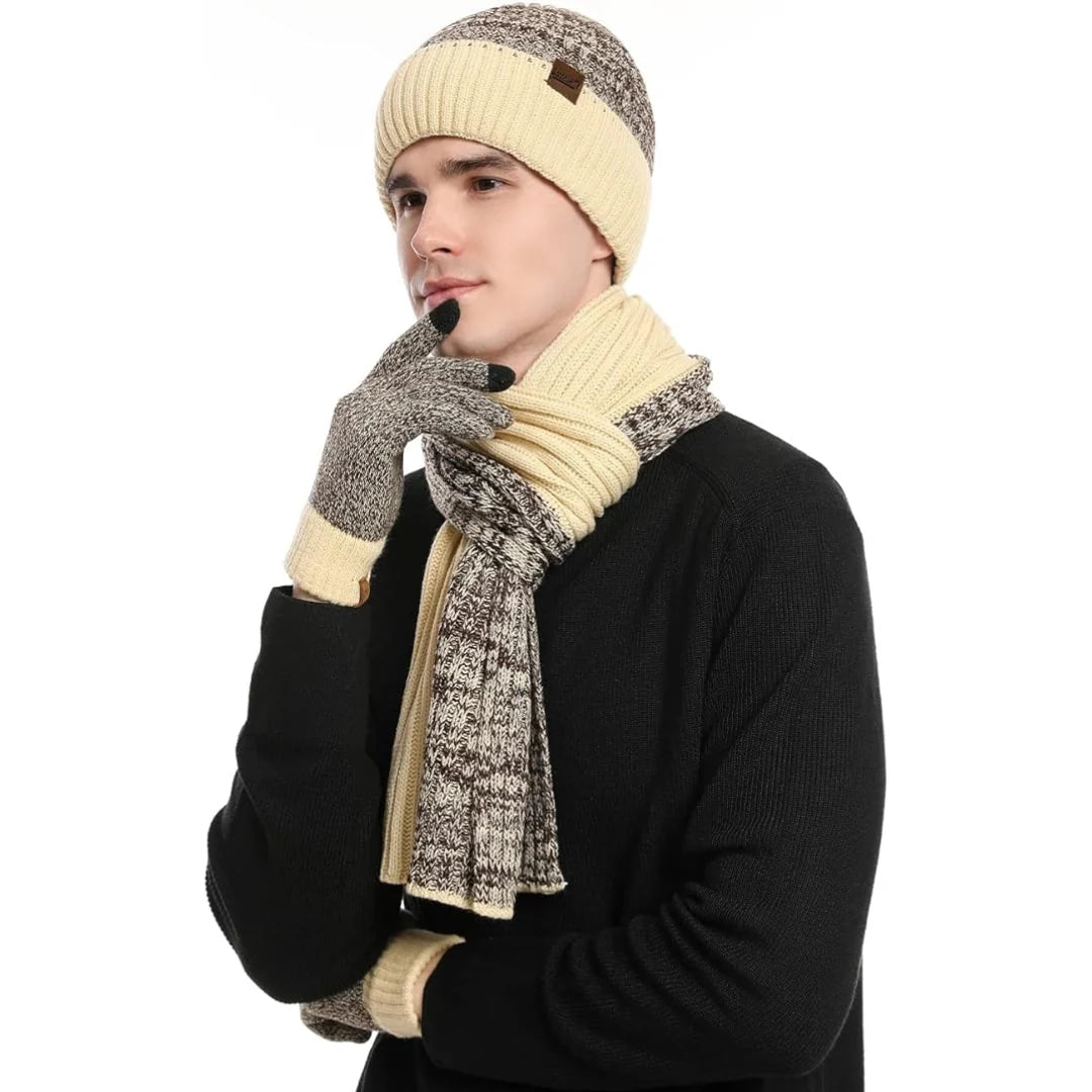 Winter Hat Scarf & Gloves Set Soft Knit Touchscreen