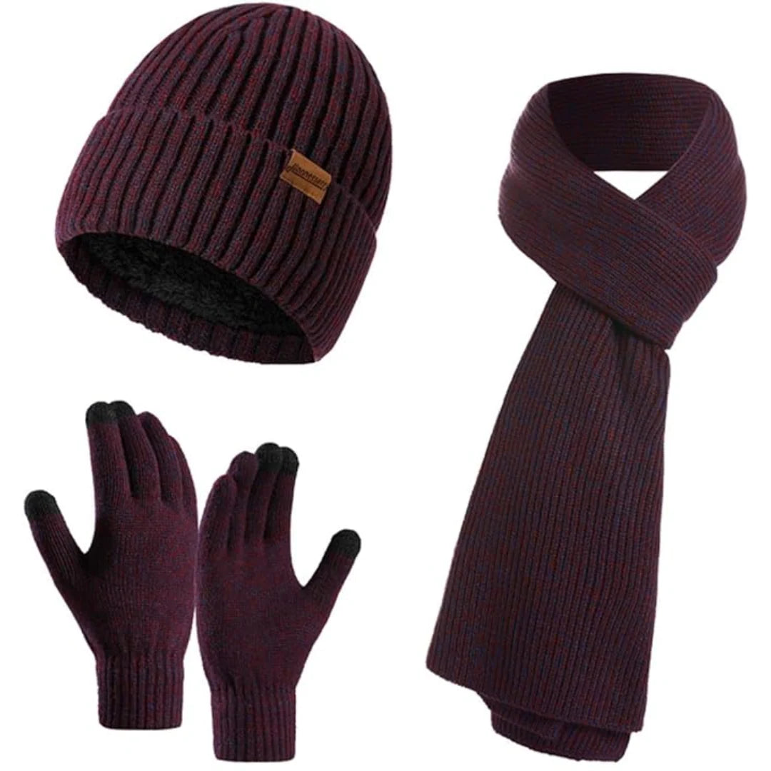 Winter Hat Scarf & Gloves Set Soft Knit Touchscreen