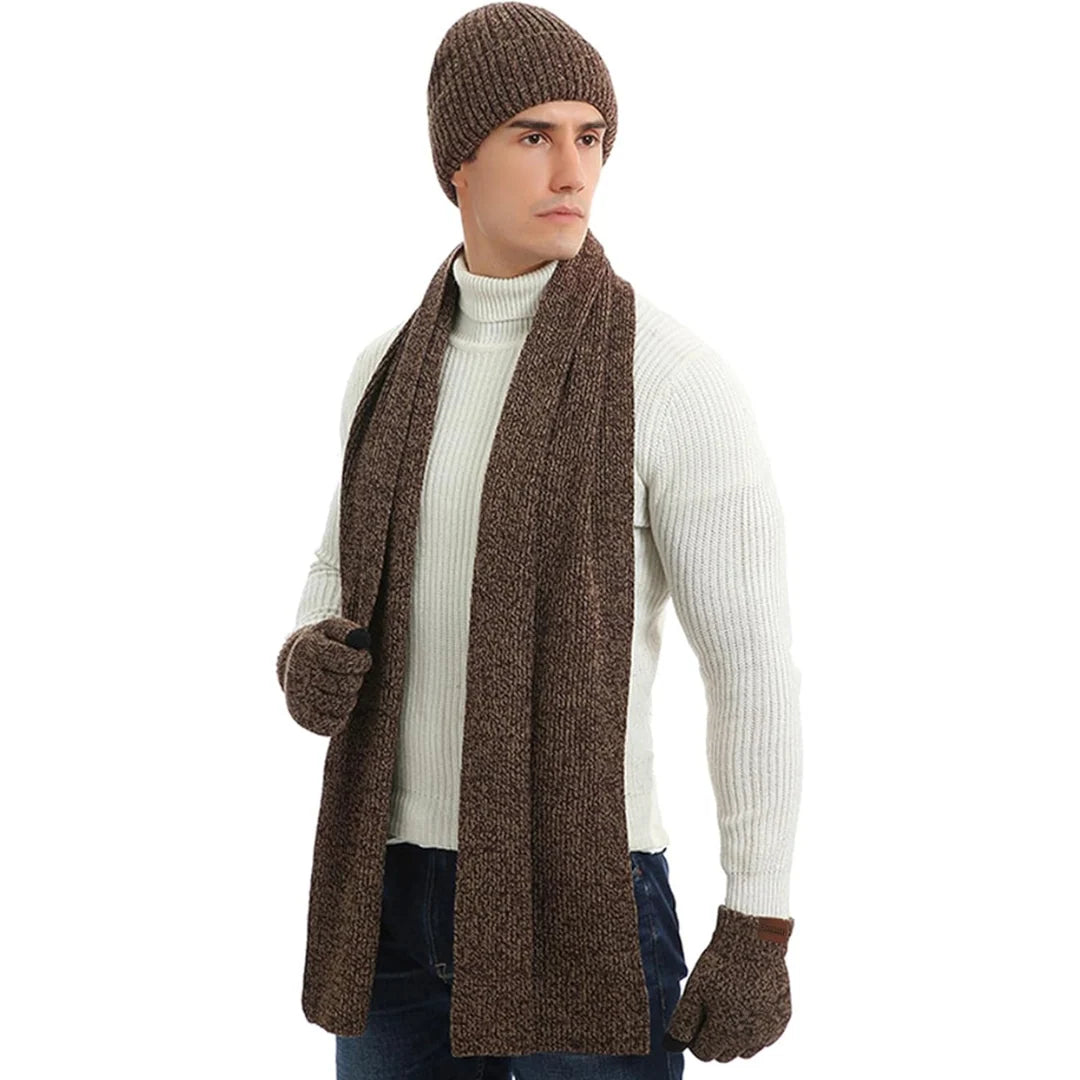 Winter Hat Scarf & Gloves Set Soft Knit Touchscreen