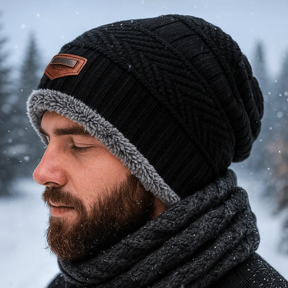 Winter Hat Thick Knit & Fur Lined