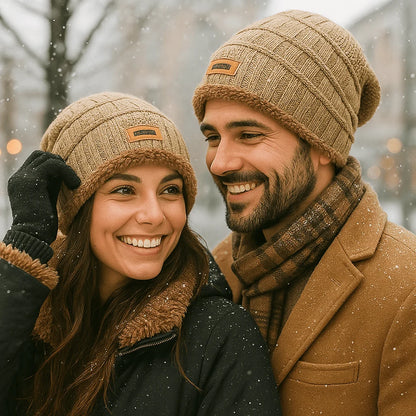 Winter Hat Thick Knit & Fur Lined