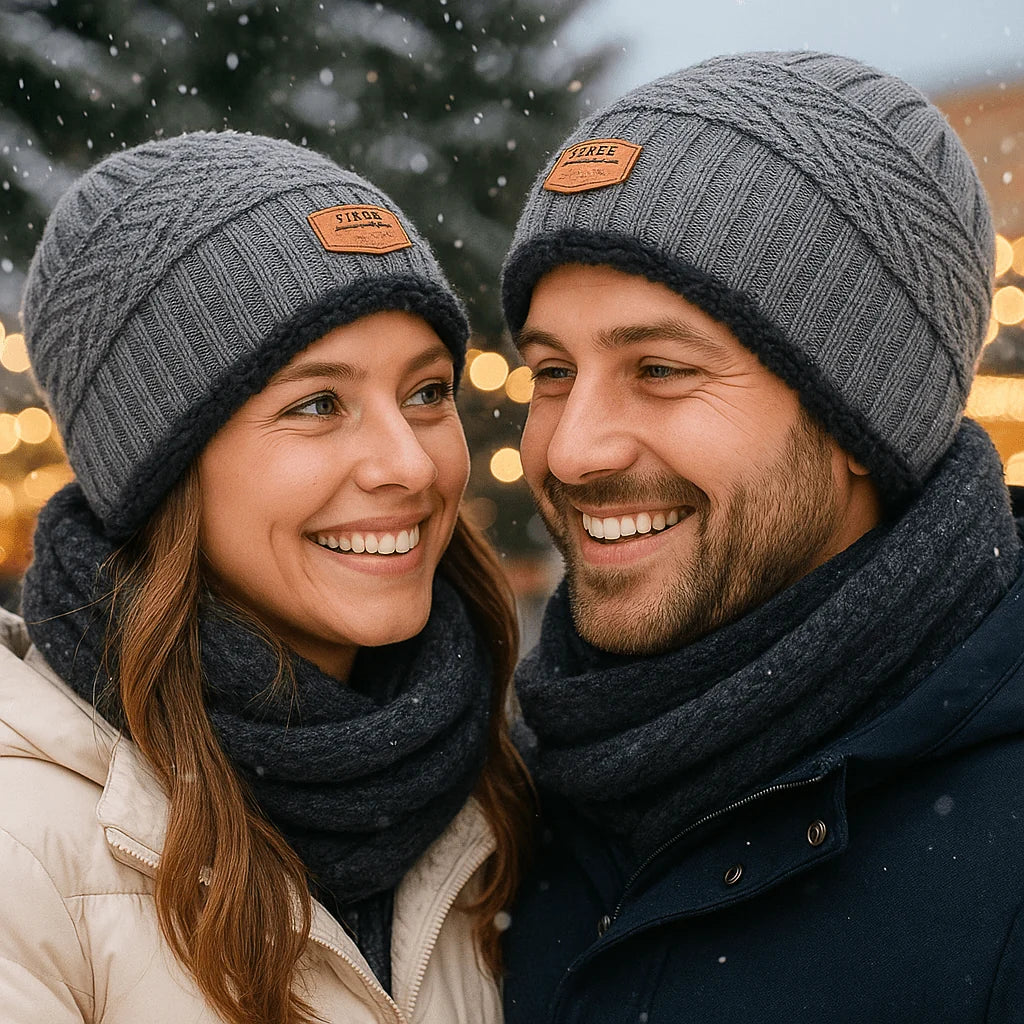 Winter Hat Thick Knit & Fur Lined