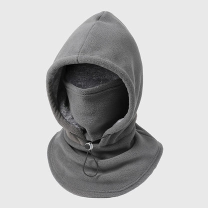 Winter Hat With Face Mask One-Piece Flannel Adjustable Fit