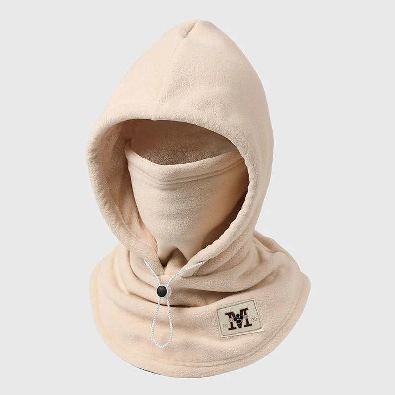 Winter Hat With Face Mask One-Piece Flannel Adjustable Fit