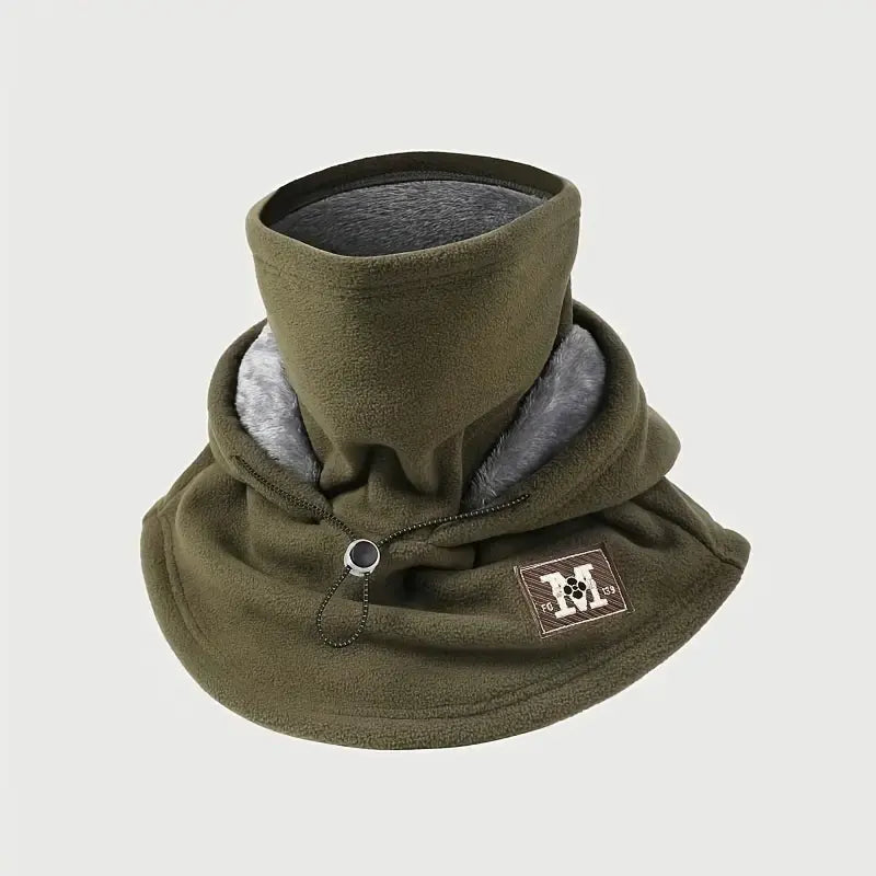 Winter Hat With Face Mask One-Piece Flannel Adjustable Fit