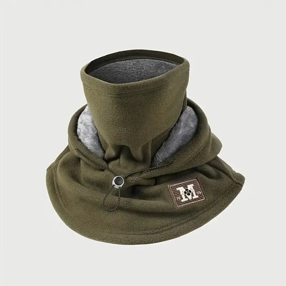 Winter Hat With Face Mask One-Piece Flannel Adjustable Fit