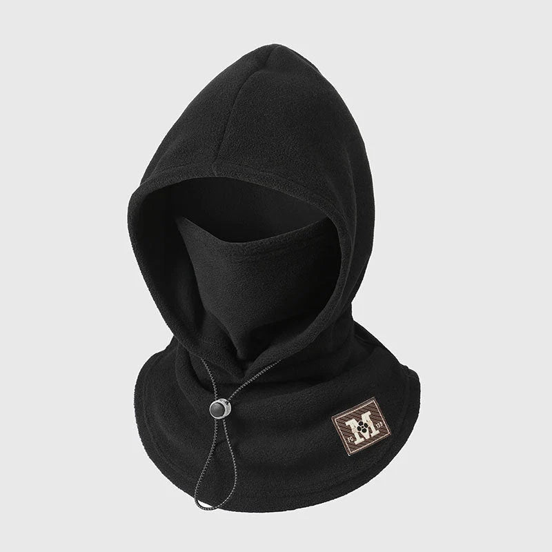 Winter Hat With Face Mask One-Piece Flannel Adjustable Fit