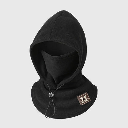 Winter Hat With Face Mask One-Piece Flannel Adjustable Fit