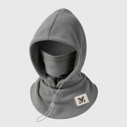 Winter Hat With Face Mask One-Piece Flannel Adjustable Fit