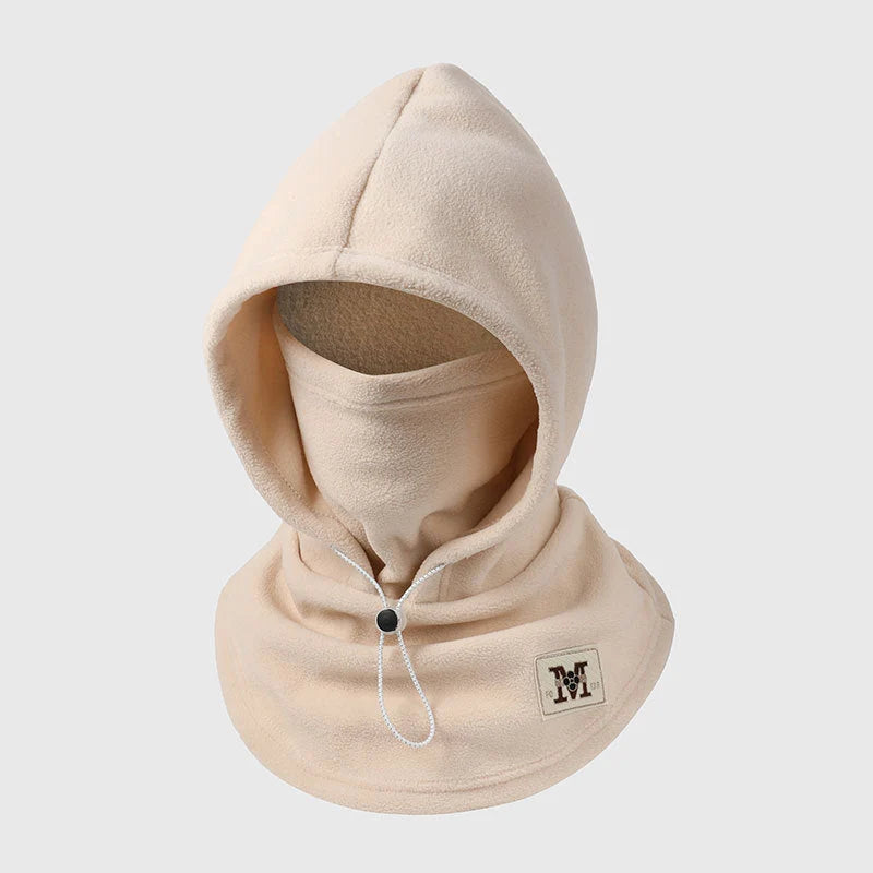 Winter Hat With Face Mask One-Piece Flannel Adjustable Fit