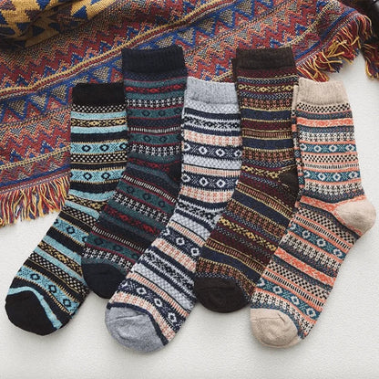 Winter Socks Scandinavian Wool & Cotton Set of 5