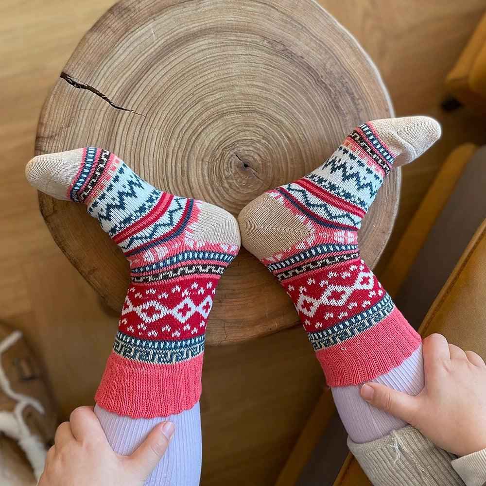 Winter Socks Scandinavian Wool & Cotton Set of 5