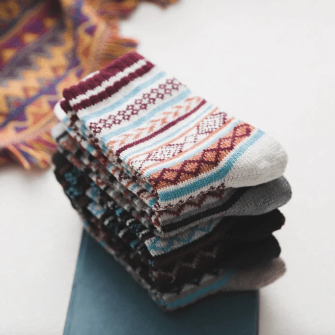 Winter Socks Scandinavian Wool & Cotton Set of 5