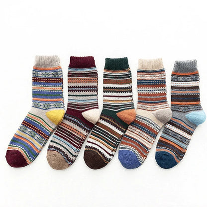 Winter Socks Scandinavian Wool & Cotton Set of 5