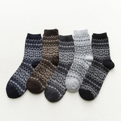 Winter Socks Scandinavian Wool & Cotton Set of 5