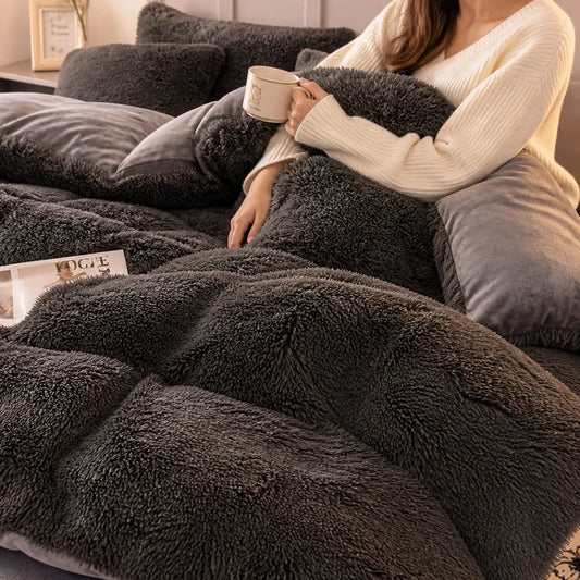 Winter-Weight Long-Pile Mink Fleece Duvet Cover Set