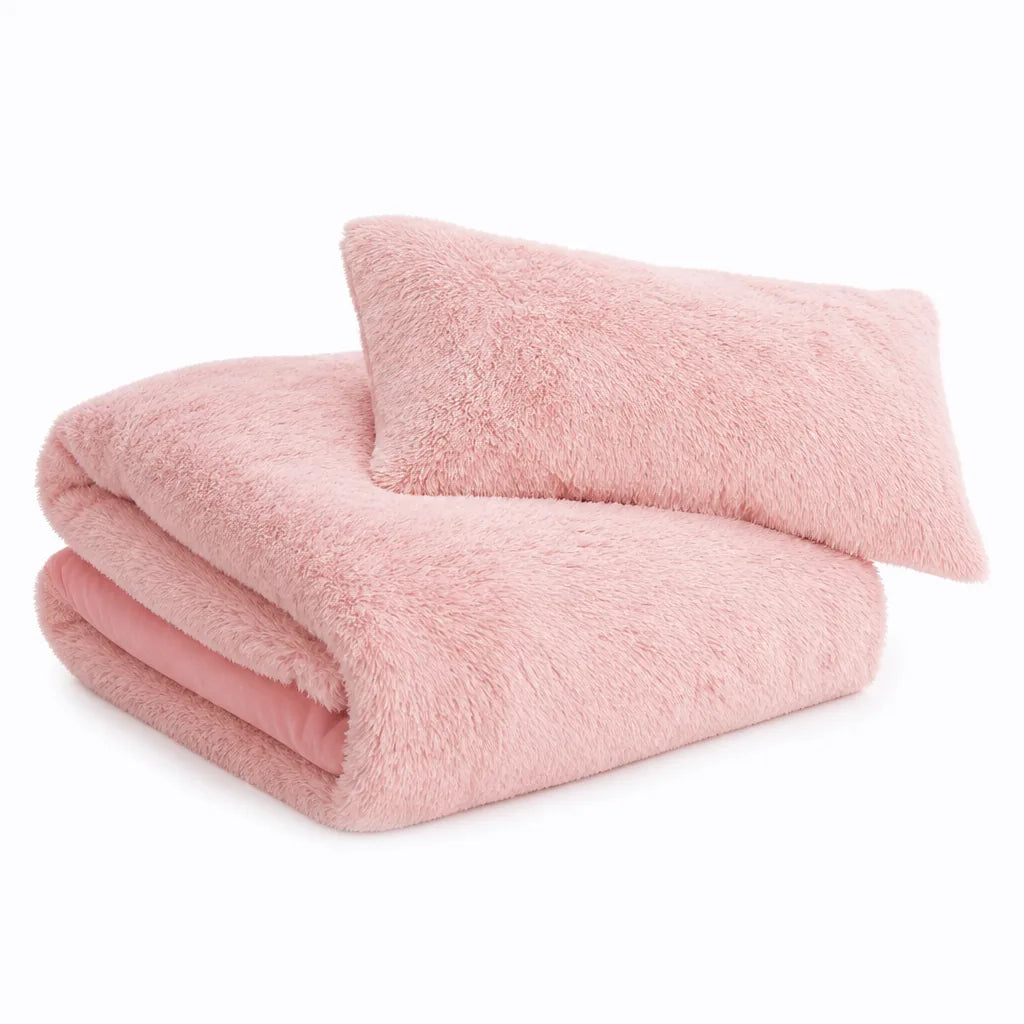 Winter-Weight Long-Pile Mink Fleece Duvet Cover Set
