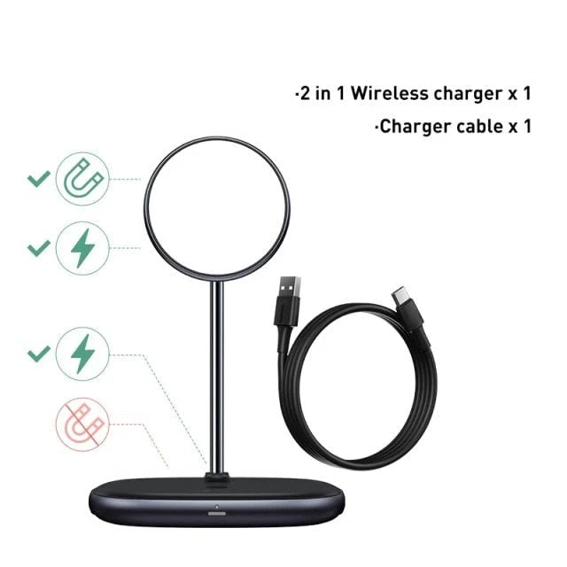 Wireless Charging Stand Magnetic 15W Upright Phone Holder