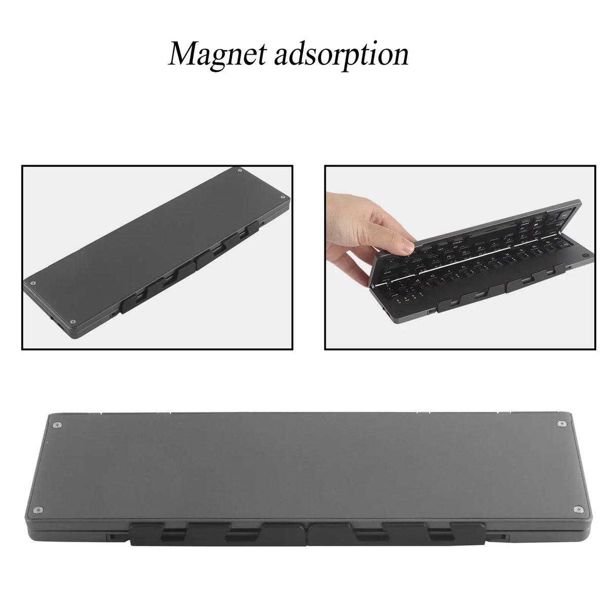 Wireless Keyboard Foldable With Integrated Phone Holder Bluetooth Rechargeable