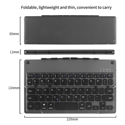 Wireless Keyboard Foldable With Integrated Phone Holder Bluetooth Rechargeable
