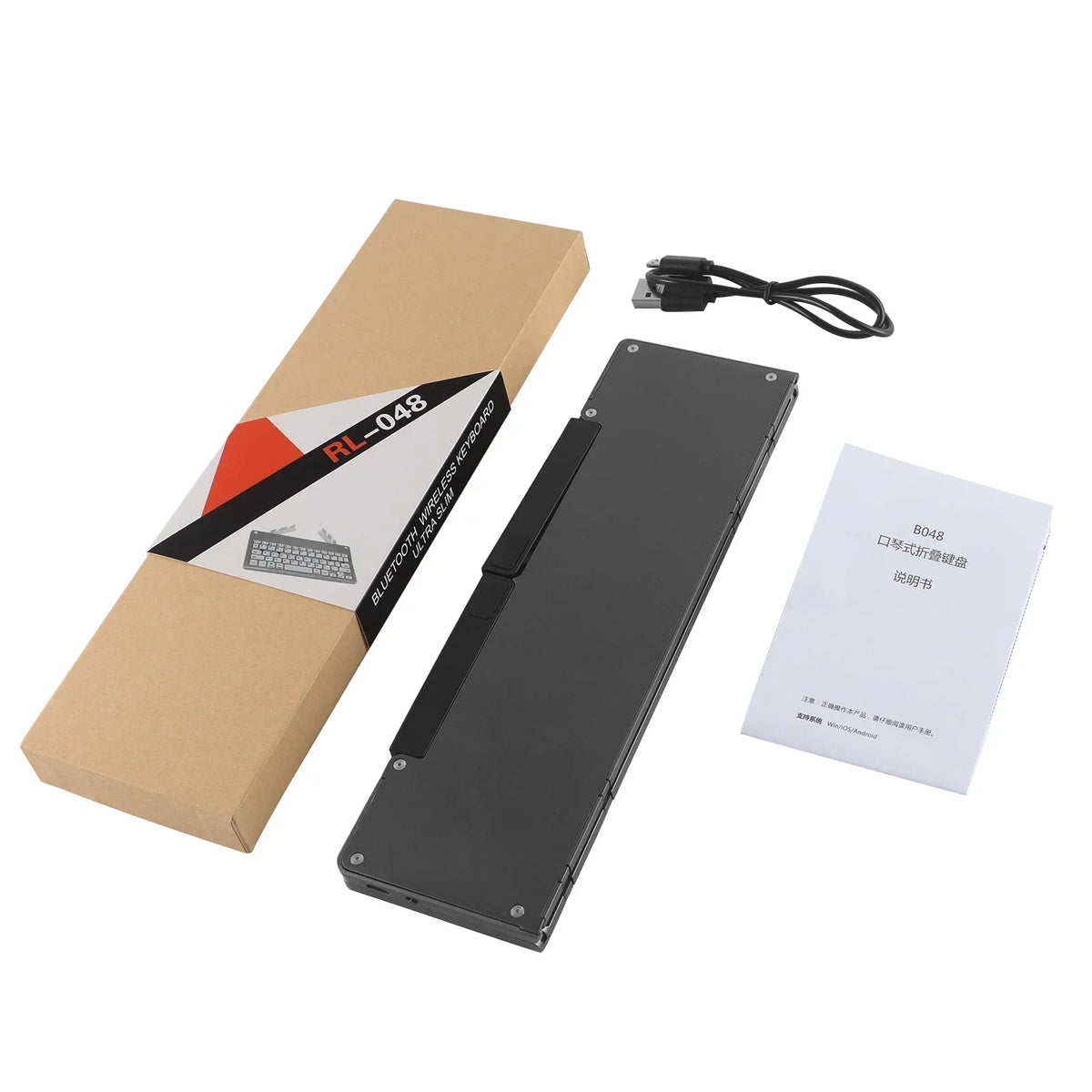 Wireless Keyboard Foldable With Integrated Phone Holder Bluetooth Rechargeable