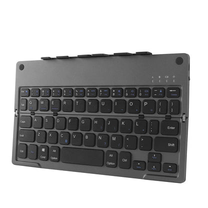Wireless Keyboard Foldable With Integrated Phone Holder Bluetooth Rechargeable