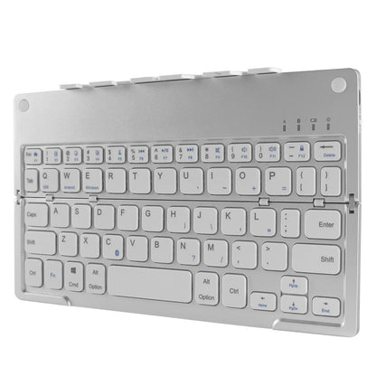 Wireless Keyboard Foldable With Integrated Phone Holder Bluetooth Rechargeable