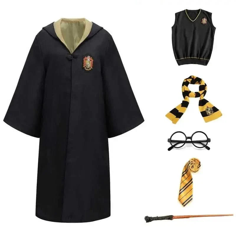 Wizard Costume Set Robe Wand & Accessories Polyester Cotton Blend