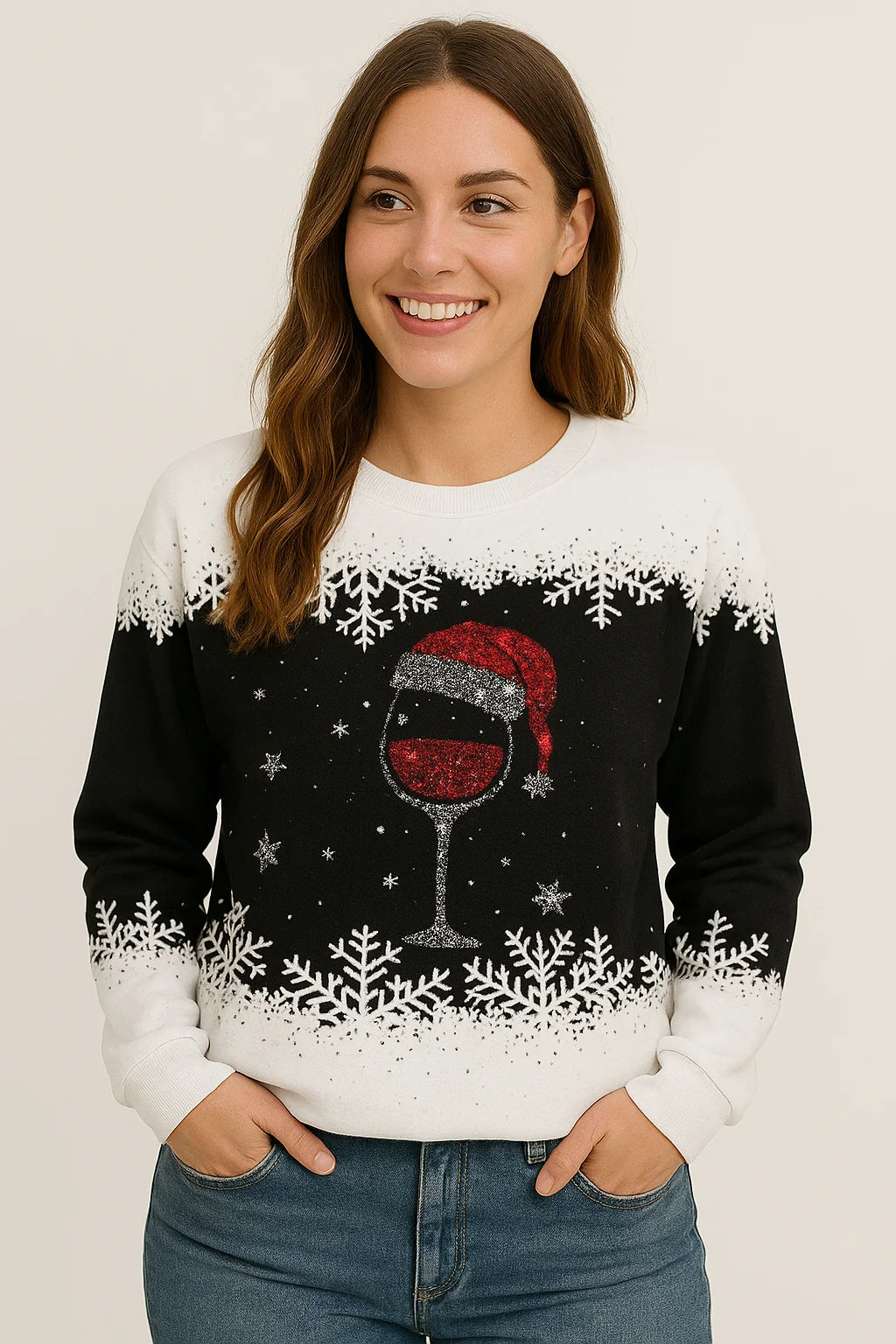 Women's Christmas Top Loose Fit Soft Stretch 3D-Effect Print
