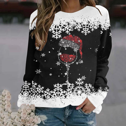 Women's Christmas Top Loose Fit Soft Stretch 3D-Effect Print
