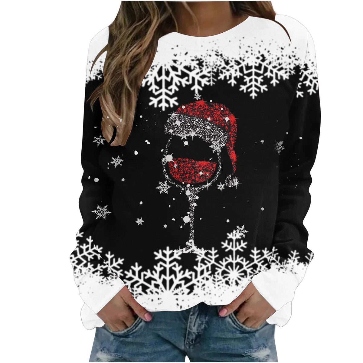Women's Christmas Top Loose Fit Soft Stretch 3D-Effect Print