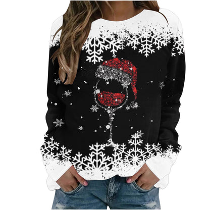 Women's Christmas Top Loose Fit Soft Stretch 3D-Effect Print