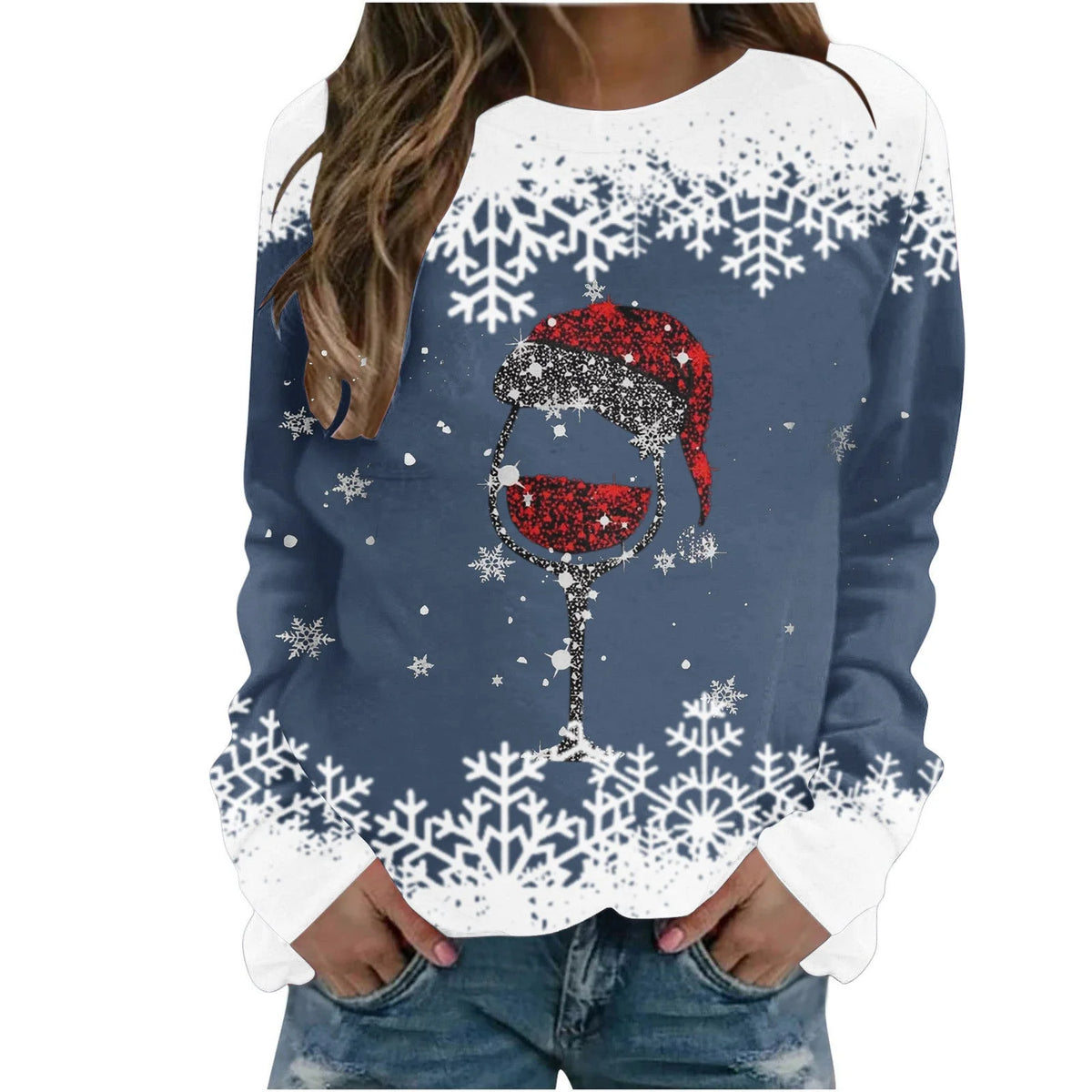 Women's Christmas Top Loose Fit Soft Stretch 3D-Effect Print
