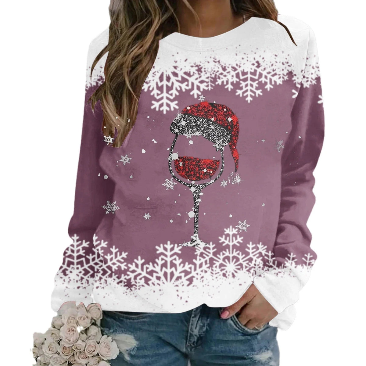 Women's Christmas Top Loose Fit Soft Stretch 3D-Effect Print