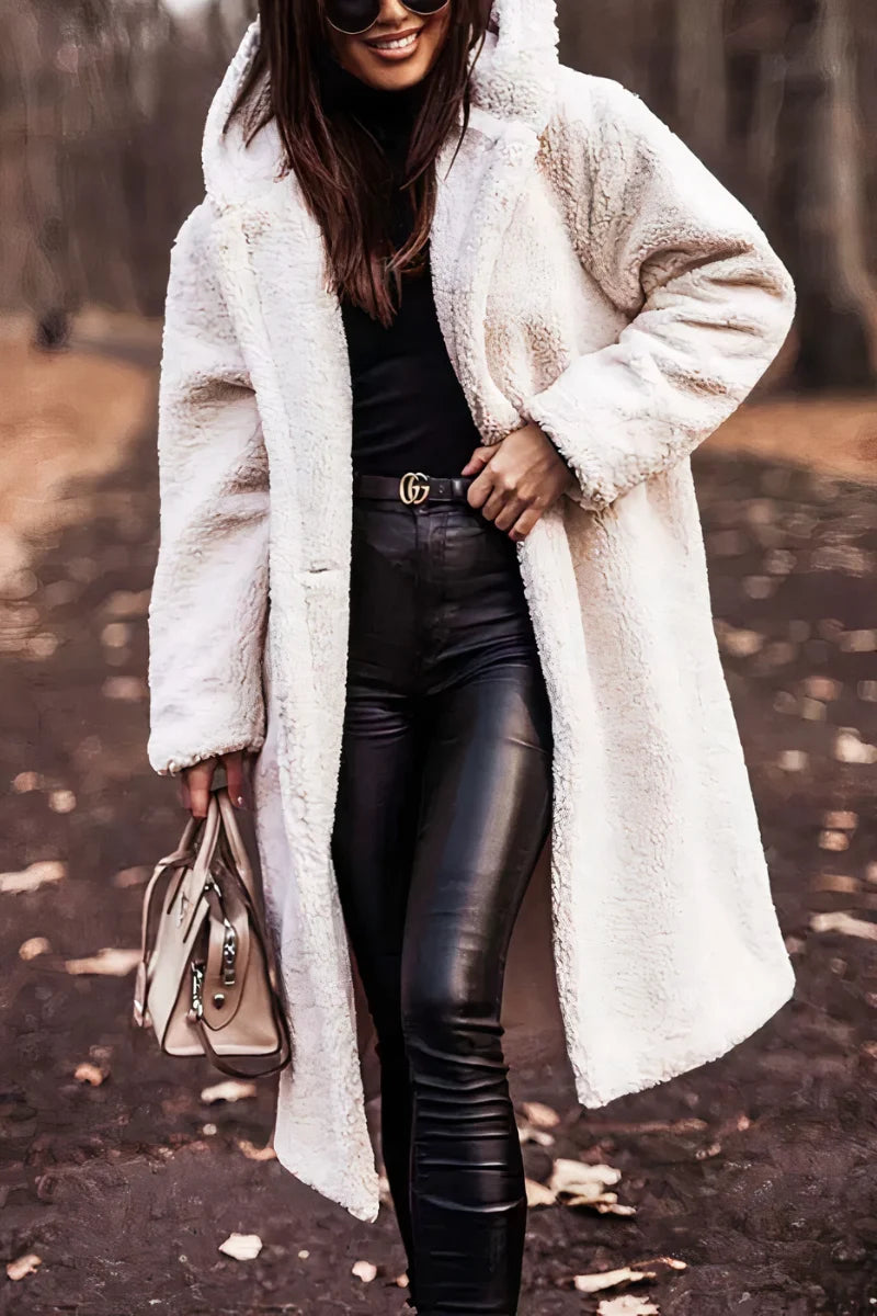 Women's Coat Oversized Teddy Hooded Wool Blend