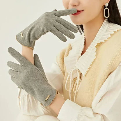 Women's Gloves Suede Cashmere-Lined Touchscreen Compatible